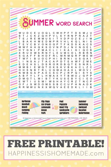 This Printable Summer Word Search Is A Ton Of Fun For Kids Of All Ages