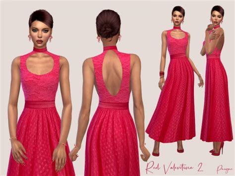 The Sims Resource Red Valentine Dress 2 By Paogae • Sims 4 Downloads