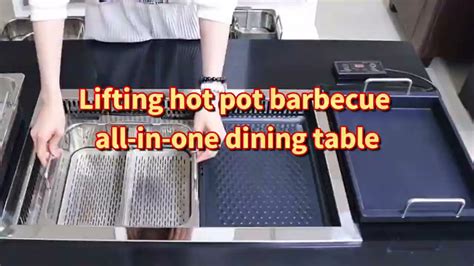 Commercial Elevating Hot Pot Barbecue Integrated Table Smokeless Hot Pot Barbecue Table