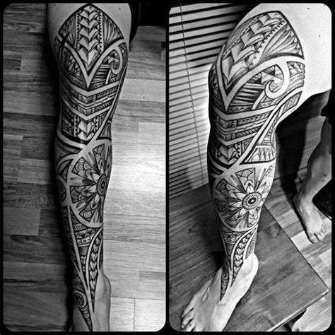 60 Tribal Leg Tattoos For Men Cool Cultural Design Ideas Leg Sleeve