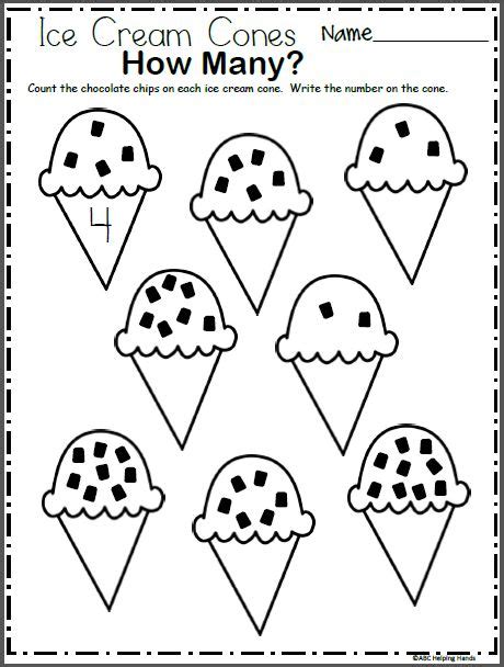 Digital activities kindergarten for math boom cards. Ice Cream Counting Worksheet | Preschool math worksheets ...
