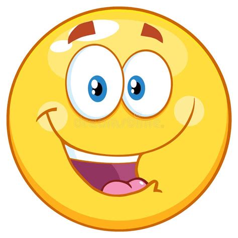 Happy Smiley Yellow Emoticon Cartoon Mascot Character Stock