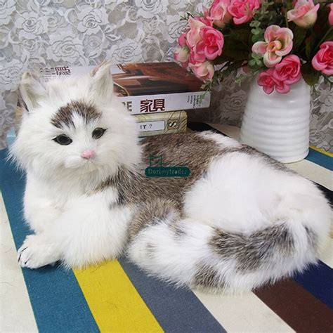 Dorimytrader Cute Lifelike Animal Lying Cat Plush Doll Soft Lovely