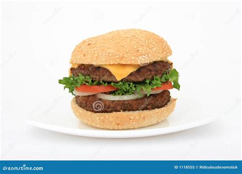 Beef Burger Over White On A Plate Royalty Free Stock Photo Image 1118555
