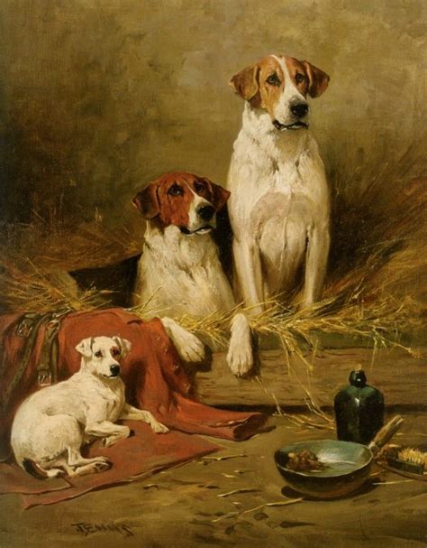 Foxhounds And A Terrier John Emms Circa 1890 Art Print Suitable