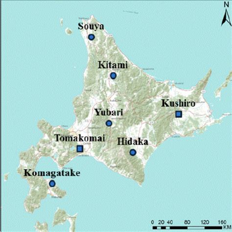 Location Of Study Areas In Hokkaido Japan Seven Forested Areas Were