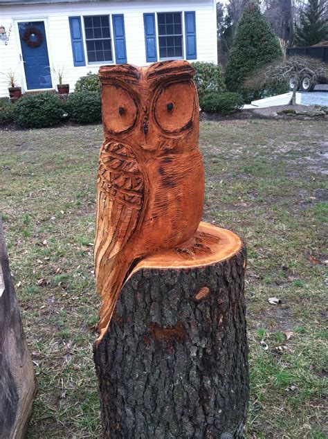 Chain Saw Carved Owl Chainsaw Wood Carving Wood Sculpture Tree Carving