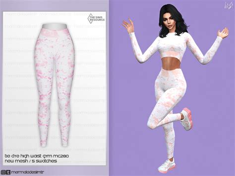 Tie Dye High Waist Gym Leggings Mc280 By Mermaladesimtr At Tsr Sims 4