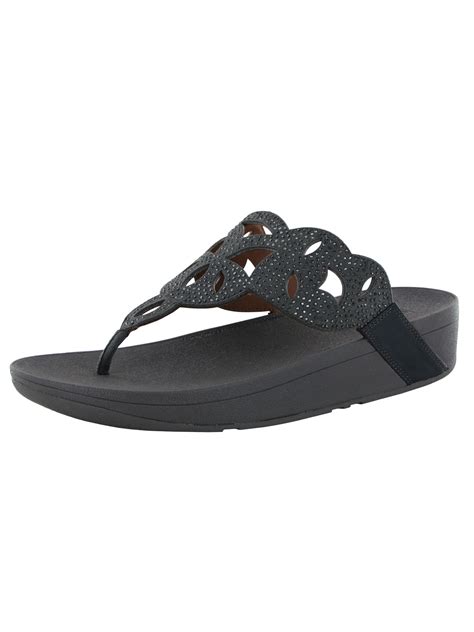 Fitflop Womens Elora Crystal Toe Thong Sandal Shoes Pewter Us 11