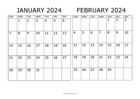 Free Printable January February Calendar 2024 Calendarkart In 2023