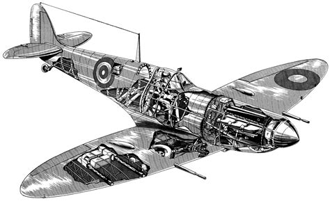 Supermarine Spitfire Cutaway Drawing In High Quality