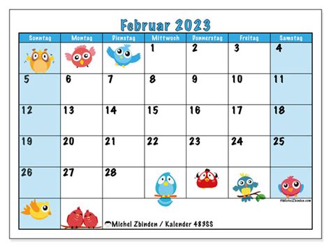 Kalender Februar 2023 Zum Ausdrucken “484ss” Michel Zbinden At