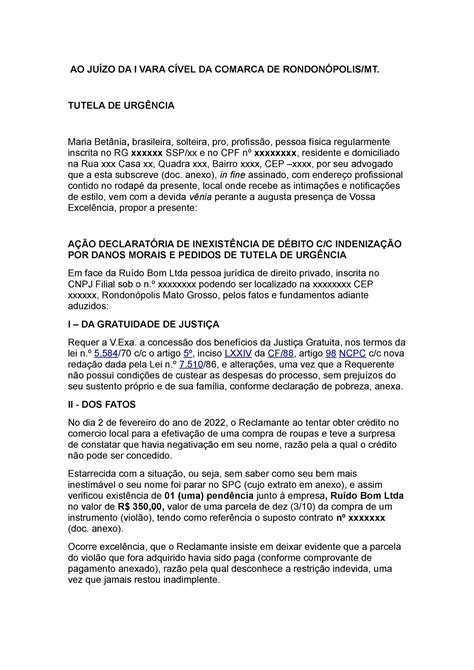 Petição Negativação Indevida Dano Moral Novo Cpc Juizado Especial
