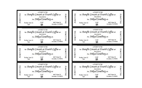 Concert Ticket Template Free Printable