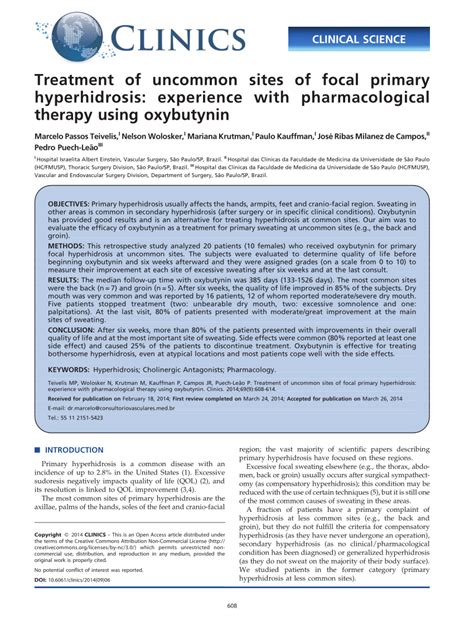 Pdf Treatment Of Uncommon Sites Of Focal Primary Hyperhidrosis