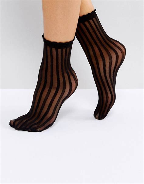 Asos Monki Sheer Striped Socks Nok Striped Socks