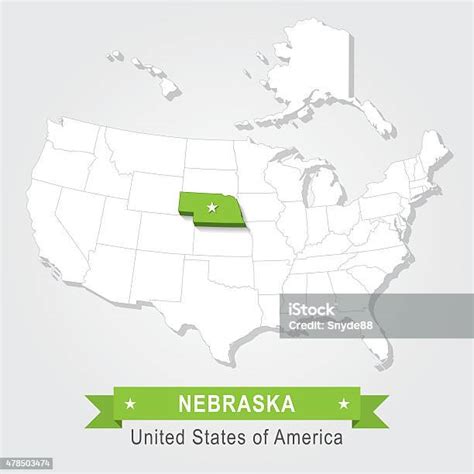 Nebraska State Usa Administrative Map Stok Vektör Sanatı And Nebraska‘nin