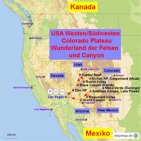 Usa colorado maps features ways to get around anywhere: StepMap - Colorado Plateau - Landkarte für USA
