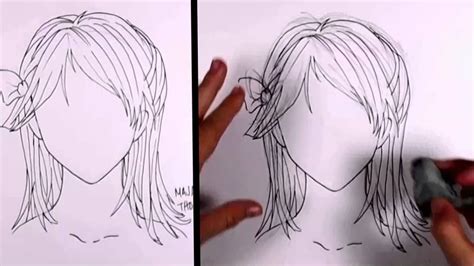 How To Draw Manga Girl Hair Shoulder Length Hair Ponytail Youtube