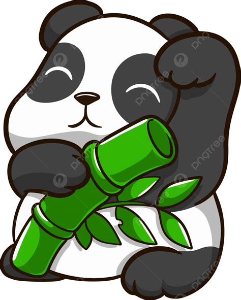 Cartoon Baby Panda With Cute Bamboo Vector Cartoon Panda Baby Panda