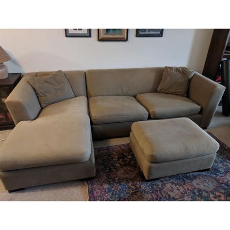 Sage Green L Shaped Sectional Sofa And Ottoman Aptdeco