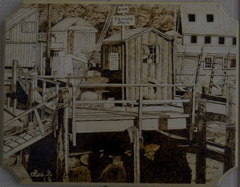 Private Dock Pyrography By H Leslie Simmons Fine Art America