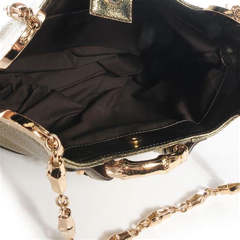 Gucci Leather Bamboo Chain Shoulder Bag Metallic 69403