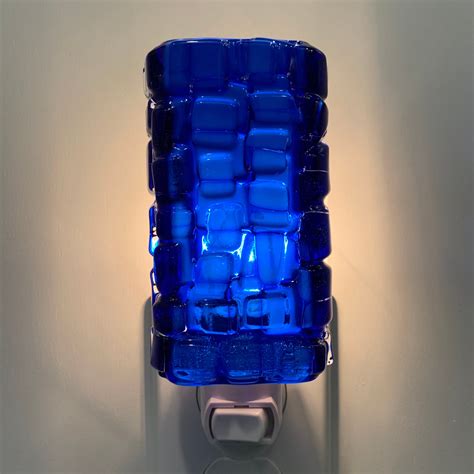 Glass Night Light Cobalt Blue Fused Glass Kitchen Bedroom Or
