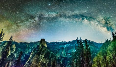Milky Way Over Halfdome And Yosemite Valley Taken From