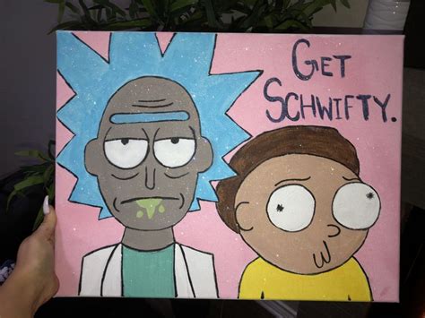 Rick And Morty Painting Mini Canvas Art Small Canvas Art Hippie