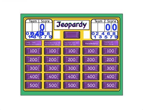 Free Jeopardy Template Online Template Card