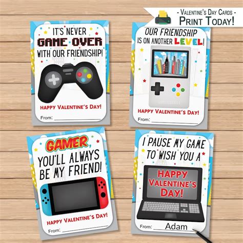 Gamer Valentines Day Cards Gaming Valentine Day Cards For Etsy