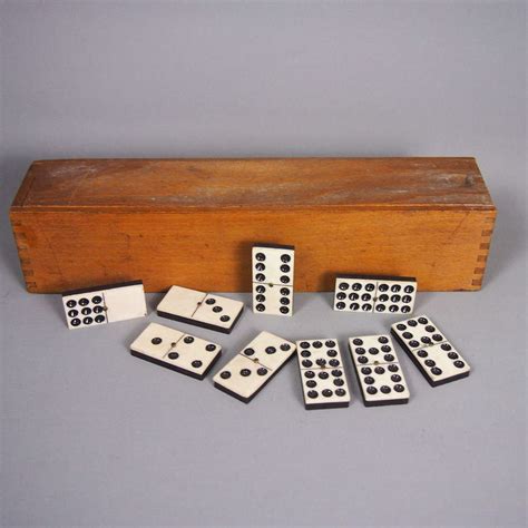 Vintage Unusual Double Nines Domino Set in Wooden Box, W8609
