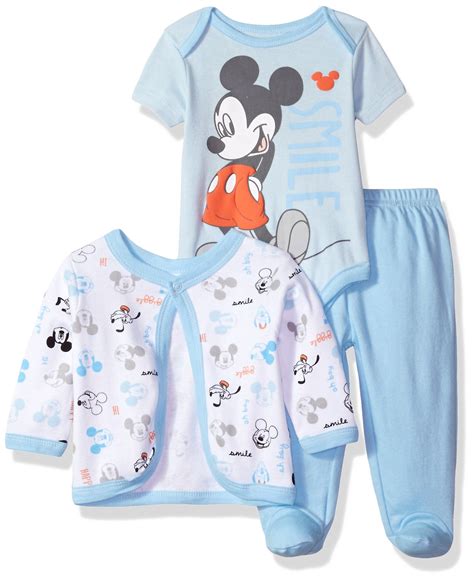 Disney Baby Boys Mickey Mouse 3piece Bodysuit Footed Pant And Jacket