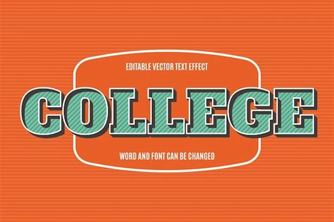 Premium Vector College Retro Vintage Text Effect Editable