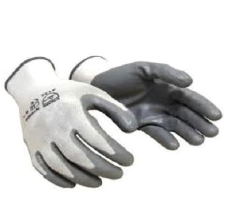 Grey And White Lightweight Durable Full Finger Nitrile Coated Cut