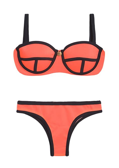 Neon Coral Pink Underwire Balconette Bikini Rosa Fluor New Beach