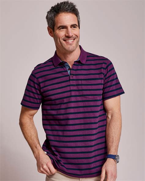 Textured Stripe Polo Shirt At Cotton Traders