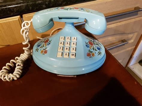 Retro Push Button Telephone With Floral Designs In Working Condition