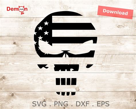 Punisher Skull Usa Flag Stars Stripes Svg Eps Png Dxf Vector Etsy