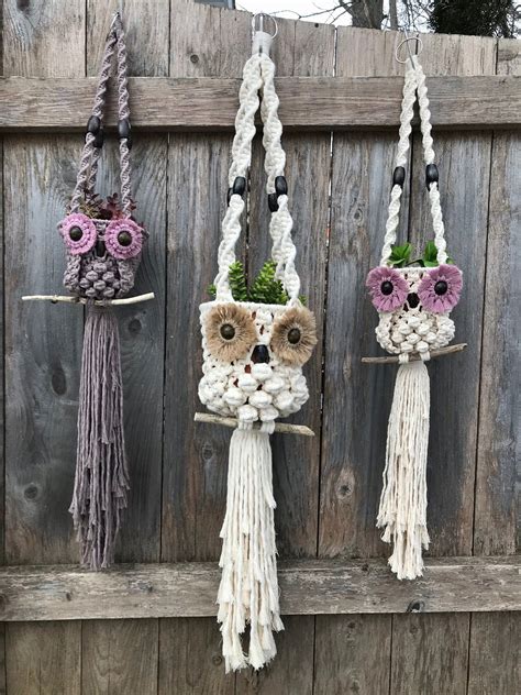 DIY MACRAME OWL Plant Hanger Pattern, Owl Plant Holder Photo tutorial