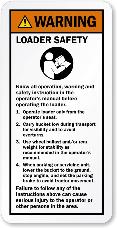Warning Loader Safety Instructions Label Sku Lb 2228