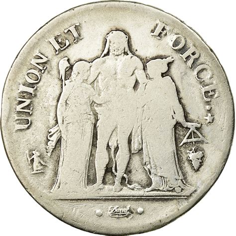 Coin France Union Et Force 5 Francs An 10 Perpignan Vf20 25 Silver