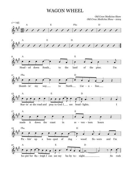 Wagon Wheel By Boby Dylan And Ketch Secor Digital Sheet Music For Score Download Print A