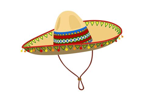 Mexican Sombrero Hat Vector Illustration On A White Background
