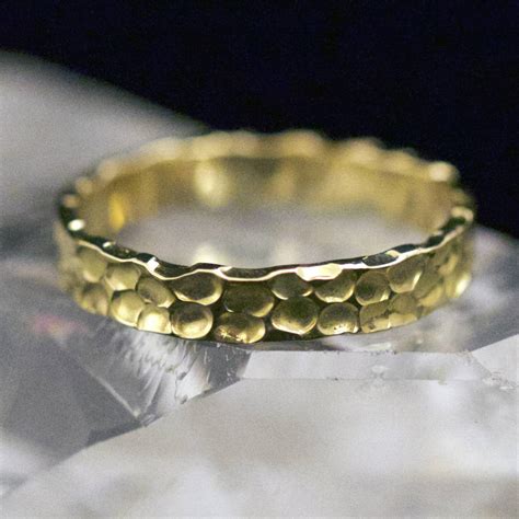 Welsh And Recycled Gold Hammered 4mm Wedding Ring By Jacqueline