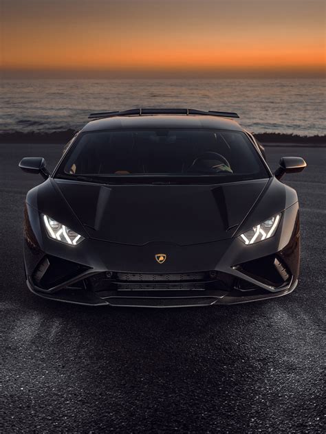 Novitec Lamborghini Huracán EVO RWD Wallpaper 4K Black cars Sunset