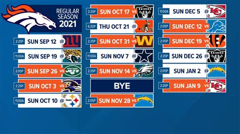 Denver Broncos 2021 Nfl Schedule Released