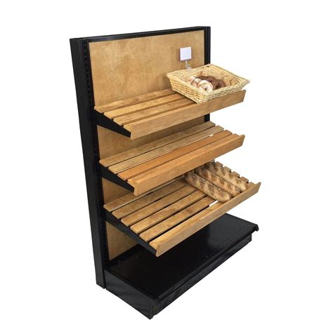 Pastry Display End Cap With 3 Wood Slat Shelves 54h X 36w Bakery