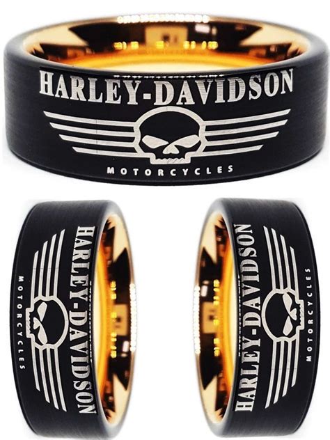 Harley Davidson Ring 8mm Black Rose Gold Tungsten Ring Harleydavidson